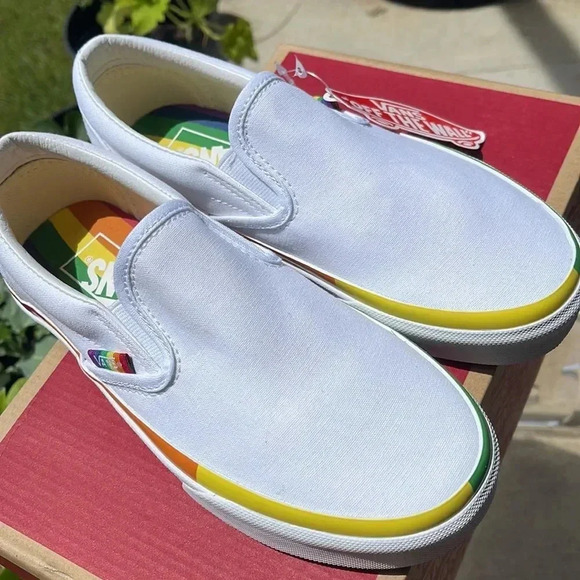 White Vans with Rainbow piping - Picture 4 of 13